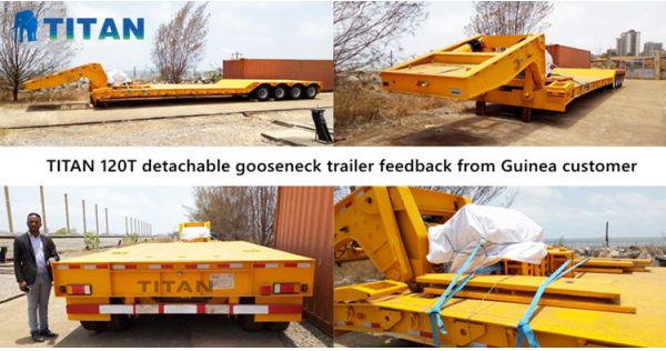 4 axle 120 tons removable gooseneck lowboy trailer for sale in Guinea