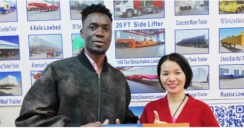 Jamaica Customer Visit Tongya and Buy 3 Units of Tri Axle Flatbed Trailers