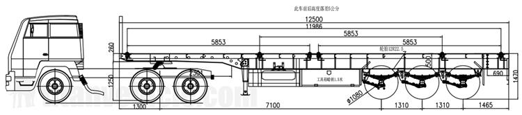 Tri Axle 40 ft Flatbed Semi Trailer for Sale In Nicaragua
