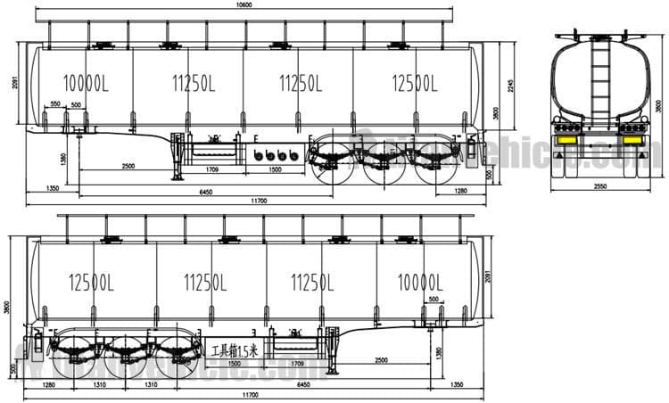 Tri Axle 45000 Litres Diesel Tanker Trucks Trailer 