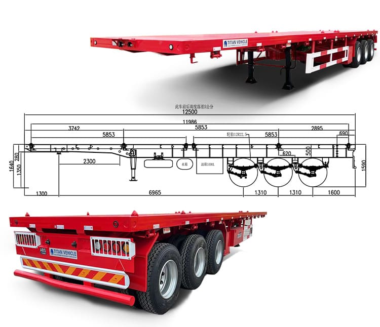 New 40 Feet 3 Axle Flatbed Trailers for Sale Price