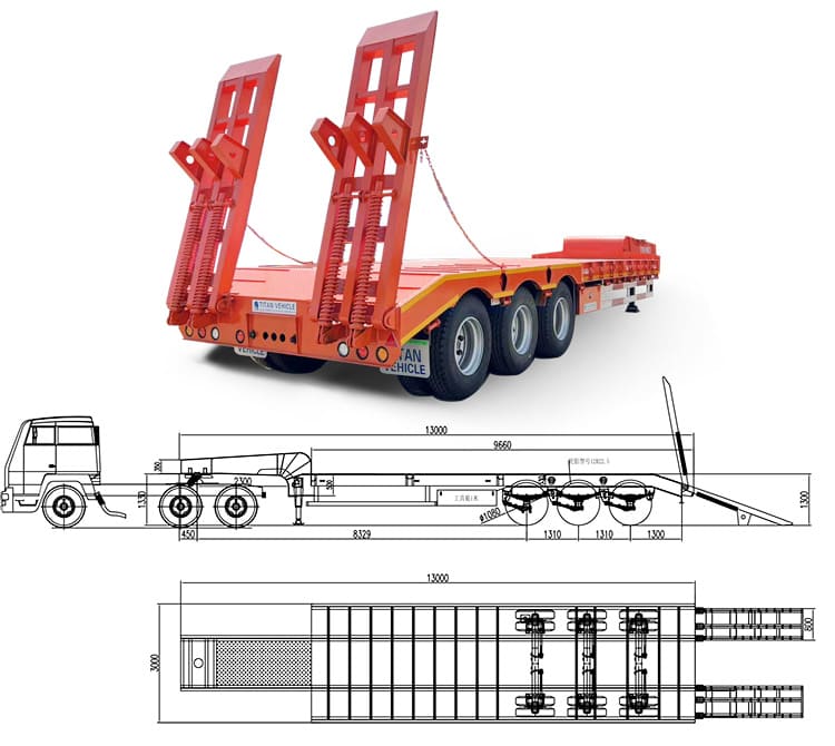 Tri Axle 80T Truck Trailer Low Bed for Sale Price