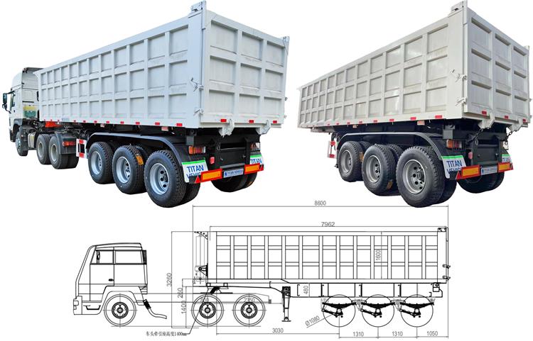 Triple Axles 60 Tonne Semi End Dump Trailer Capacity for Sale