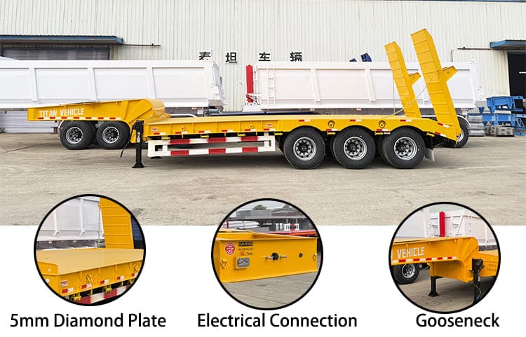 Tri Axle Lowbed Truck Low Loader Trailer for Sale in Guam