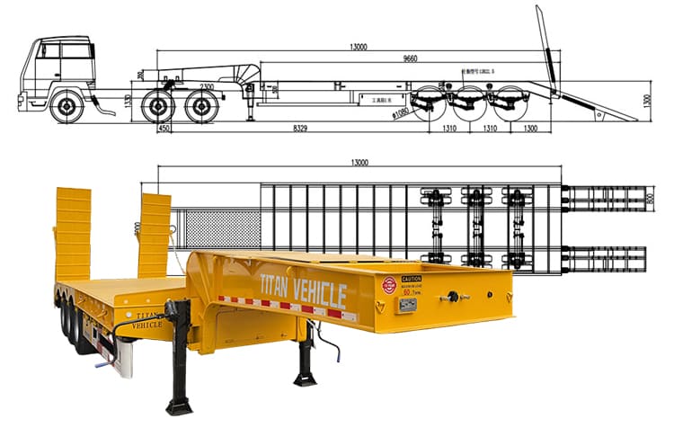 Tri Axle Lowbed Truck Low Loader Trailer for Sale in Guam
