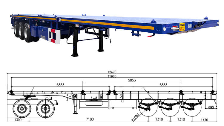 Tri Axle 40 Foot Heavy Duty Flatbed Trailer for Sale Price in Guyana