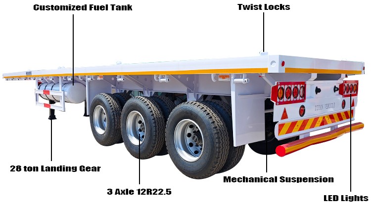 40 Ft Tri Axle New Flatbed Trailer for Sale Near Me in Nigeria