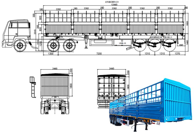 Tri Axle 60 Ton Cargo Fence Trailer for Sale in Mali